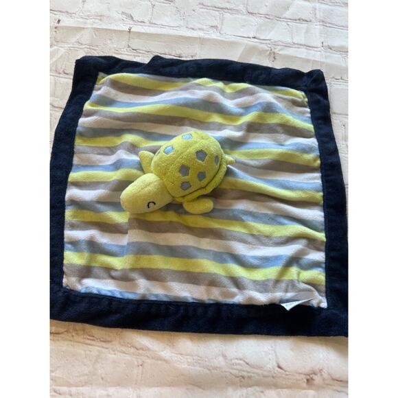 Carters Striped Turtle Baby Lovey Security Blanket Green Blue Gray - Picture 1 of 3